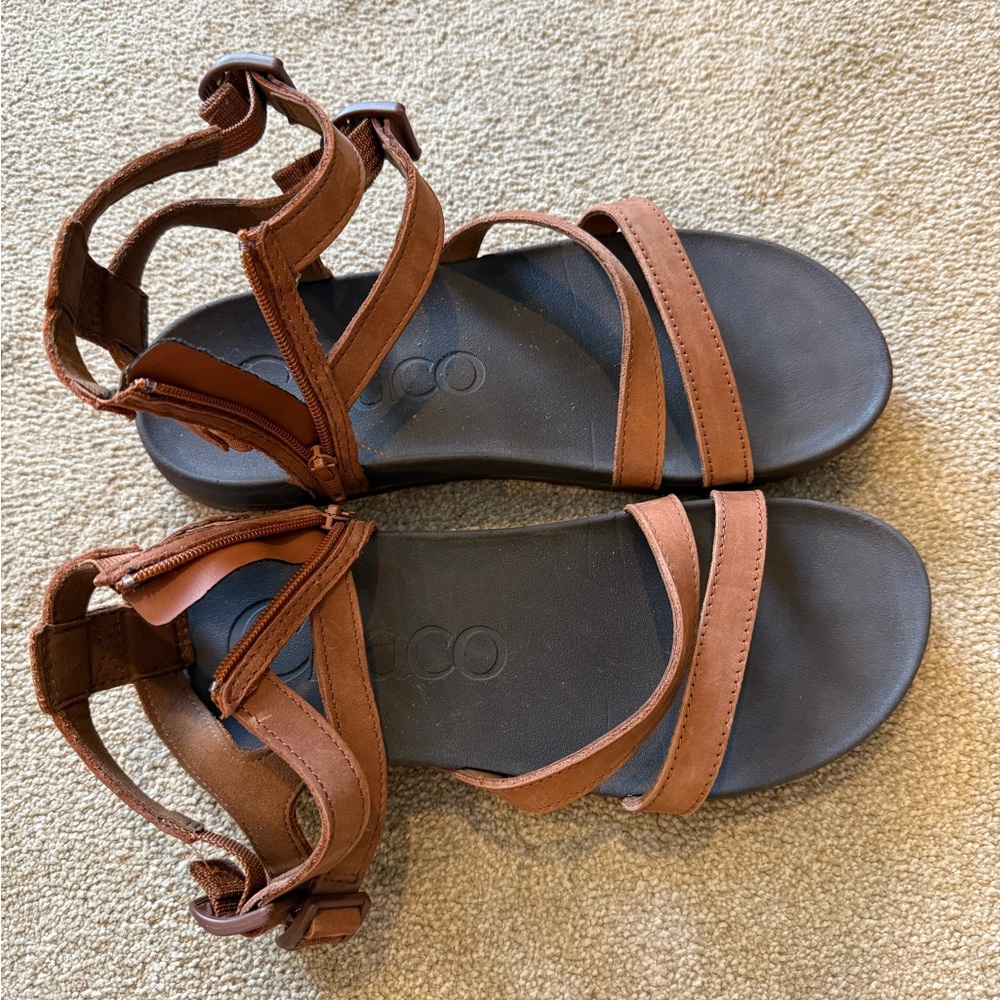Chaco Brown Sandals with Adjustable Ankle Strap/zip